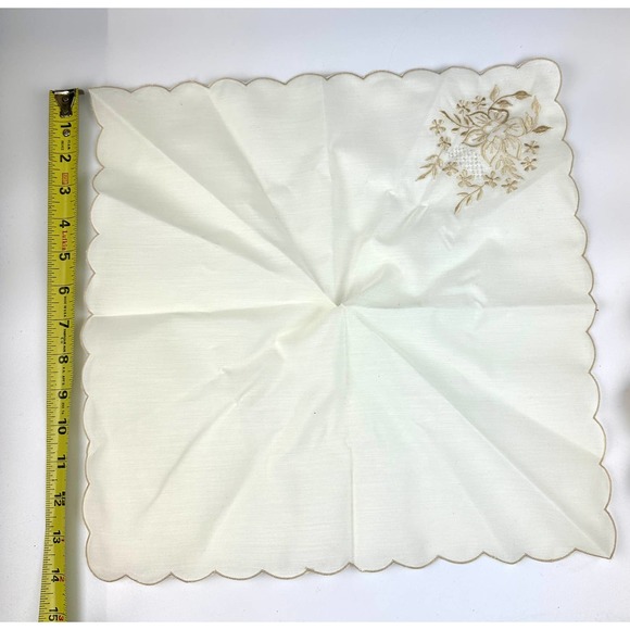 Boho Chic Cowrie Shell Napkin Rings - Set of 6 | Embroidered Ivory Napkin set - Picture 10 of 14